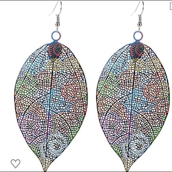 Hollow leaf dangle earrings hook - Picture 5 of 9
